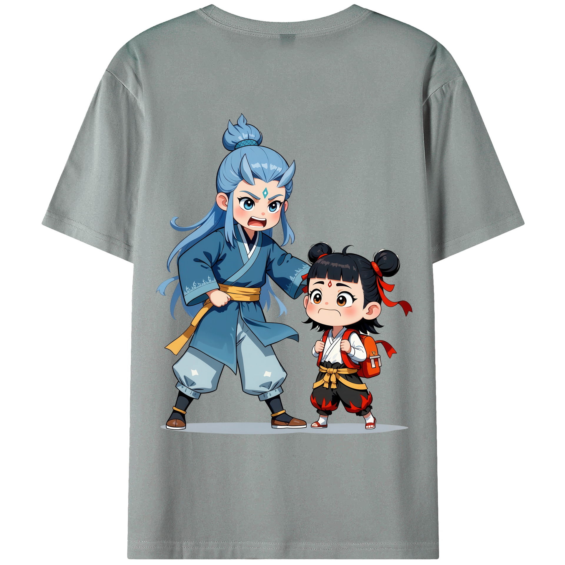 （画像用） Ne Zha 2 ナタ 魔童の大暴れ 綿100％ メンズ半袖Tシャツ（バックプリント） 通気性